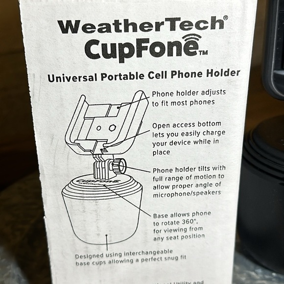 WeatherTech CupFone Universal Portable Car Cell Phone Holder Black NWT w/Box - Picture 5 of 7